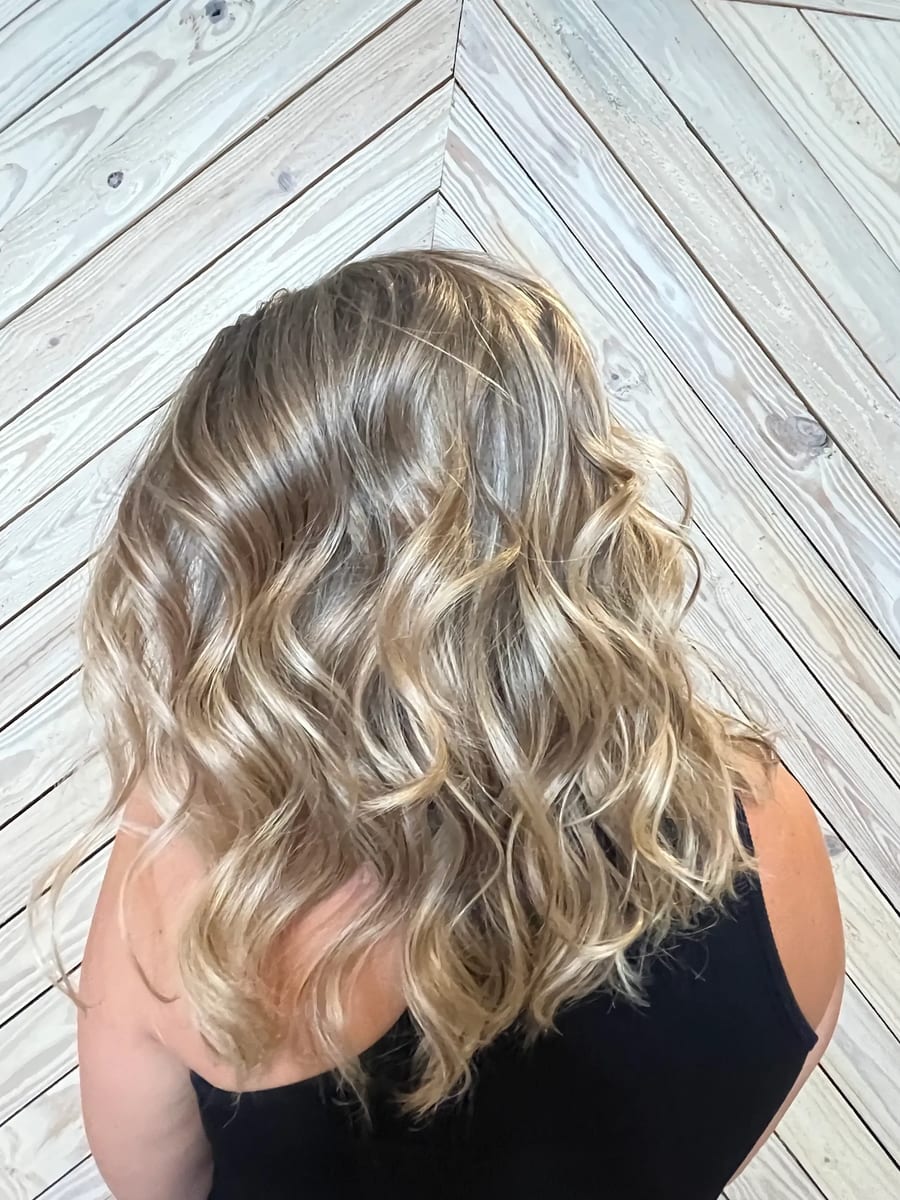 Hand-painted balayage at Sacred Roots organic hair salon Asheville